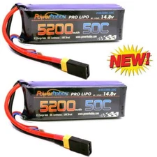 Powerhobby 4s 14.8v 5200mah 50c Lipo Battery w XT60 Plug + Adapter (2)