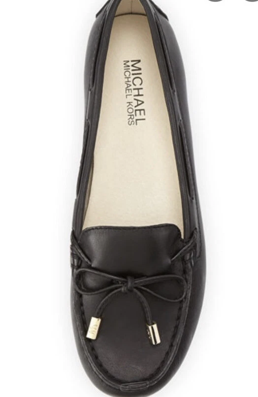 New Michael Kors Daisy Moc Flats black loafers leather upper bow