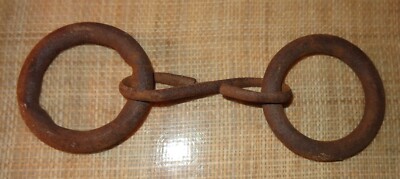 Old Vintage 2 Ring Horse or Grain Drill Part Western Deco Rusty Metal Cast iron?