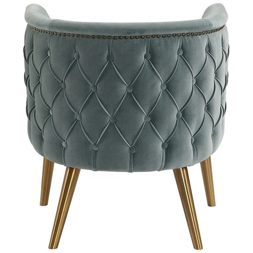 Uttermost Haider Wood Metal and Fabric Accent Chair in Slate Blue/Brushed Brass - Picture 5 of 10