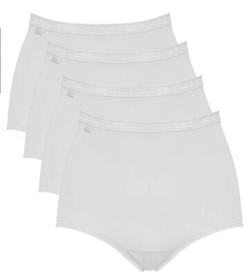 Sloggi Women's Basic+ Maxi Briefs 4 Pack White Cotton Comfort Size 10UK