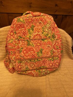 Vera Bradley Pink Floral Quilted Backpack with Green Leaves Vera Bradley Backpack Pink - Etsy main image 4