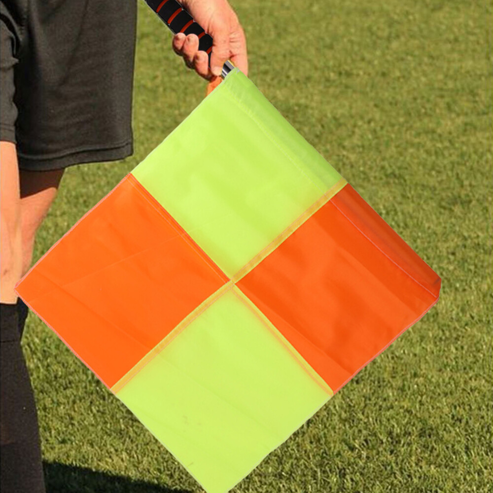 2 Pcs Hand Signal Flags Match Warning Judge Soccer Referee for Football