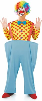 Men`s Clown Costume + Wig Nose M L XL Adult Funny Circus Carnival