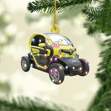Personalized Yellow Car Christmas Light Ornament, Custom Car Ornament
