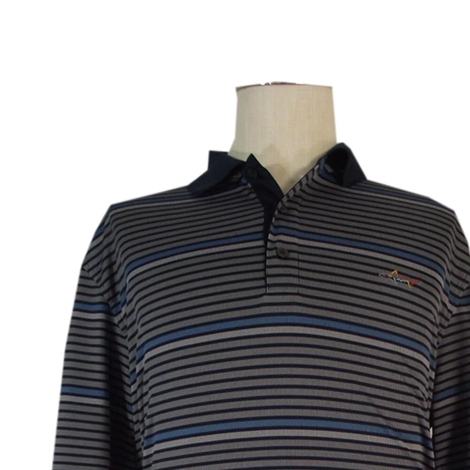 Greg Norman Tasso Elba Golf Polo Hombre XL Extra Grande Gris Rayas Dri-Fit Foto 2 de 4