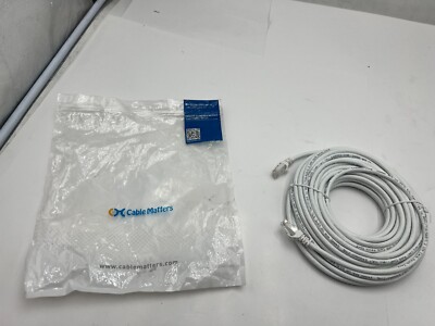 Cable Matters 160001-WHT-50 Cat 6 UTP 24 AWG Ethernet Patch Cable in White 50ft