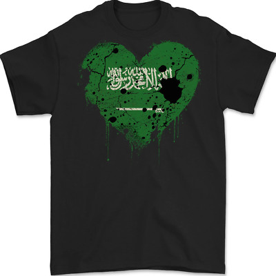 Herren-T-Shirt Love Saudi-Arabien Flagge arabischer Tag Fußball 100 % Baumwolle