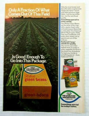 1980 SEABROOK FARMS Fresh Frozen Packaged Vegetables Magazine Ad
