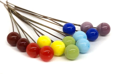 Rainbow Lampwork Handmade Pins From Murano Glass 14 Pcs Tamara Yarilo Brand