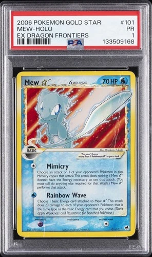 2006 POKEMON EX DRAGON FRONTIERS GOLD STAR #101 MEW-HOLO PSA 1