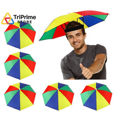 5 Pack Umbrella Hat with Elastic Band, Rainbow One Size, Multicolor