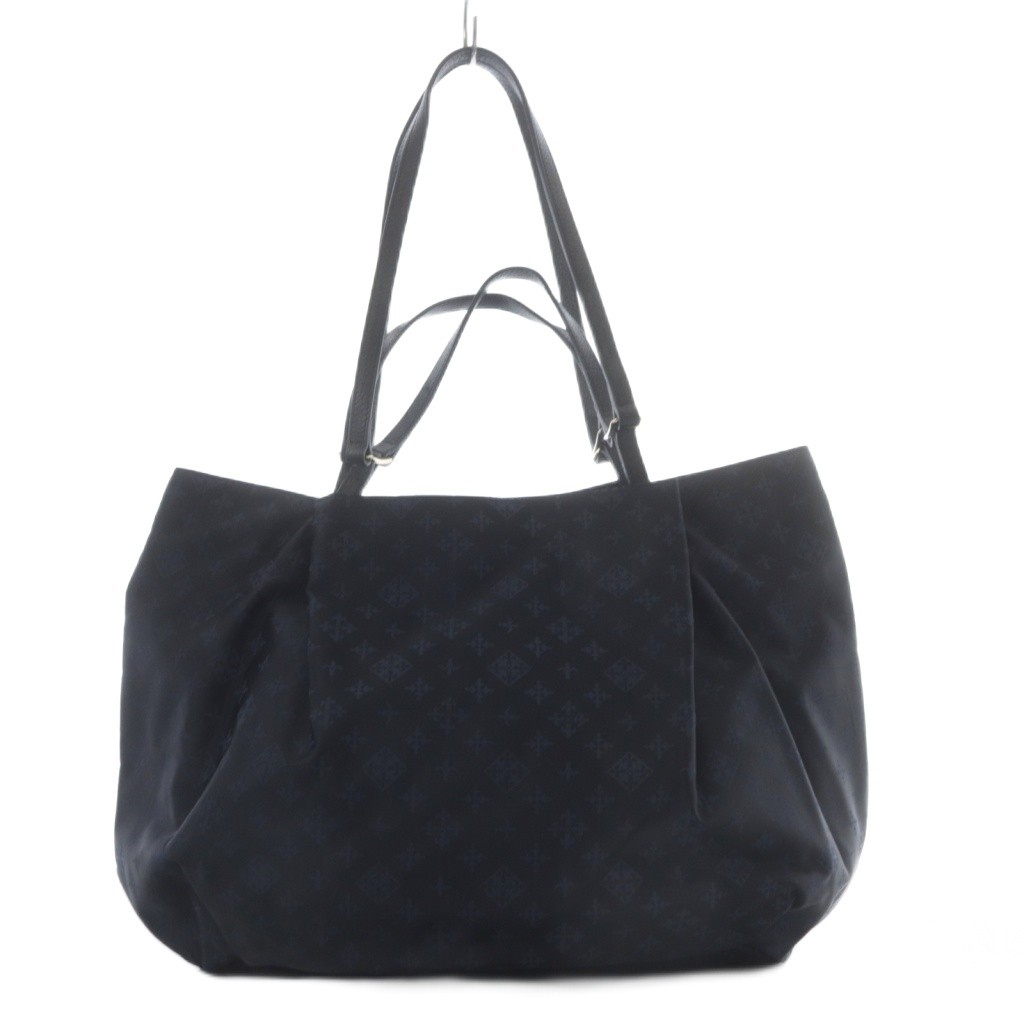 RUSSET Tote Bag Shoulder Bag 2way Monogram All Over Pattern Nylon Black Navy