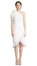 Ulla Johnson white embroidered one-shoulder designer dress size 4