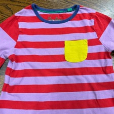 Mini Boden Everyday Long Sleeved Shirt Purple Red Stripe Girls Size 3-4 Year EUC