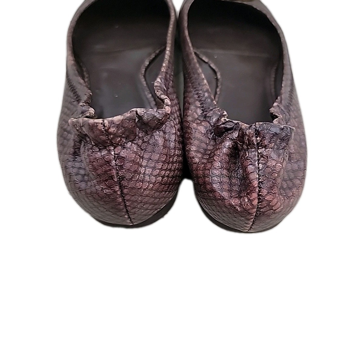 Tory Burch Minnie Croco-Embossed Leather Ballet Flat  dark brown logo gold  8.5 thumbnail 4