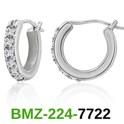 Amazon Essentials Platinum Plated Sterling Hoop Earrings set with Round CUT