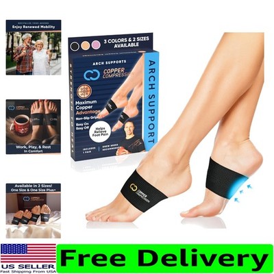 Black Arch Support Brace Sleeves - Copper Infused for Comfort & Relief