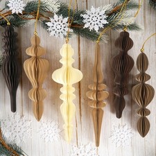 6Pcs Christmas Honeycomb Ornaments for Tree, 3D Paper Honeycomb Hanging Decorati
