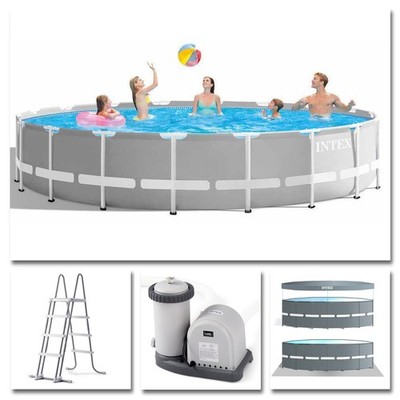 INTEX Komplettset Prism Frame Pool 549x122cm mit Filterpumpe Swimmingpool