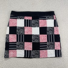 Vineyard Vines Patchwork Mini Skirt Womens 0 Pink Navy White Paisley Stripe