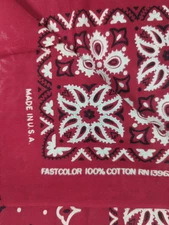 Red Bandana  Vintage 50's FastColor 13962 Selvedge Edge 81 22" Square EUC