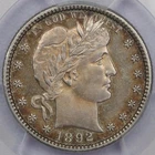 1892 25c Barber Quarter - PCGS UNC Details Cleaned