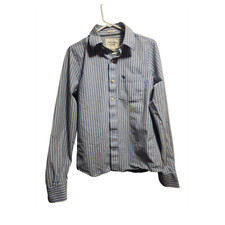 Abercrombie Fitch Men's Muscle Fit Blue Striped Cotton Button-Up Shirt M