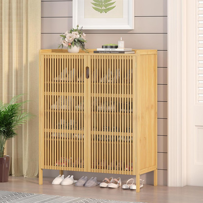Bamboo 5-Tier Shoe Cabinet for 25 Pairs - Modern Storage for Entryway & Hallway