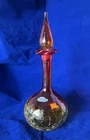 BLENKO Tangerine Amberina Crackle Glass Decanter Flame Tip Stopper OriginalLabel