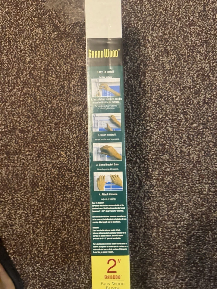 Better Homes and Gardens 2" persianas blancas 34x64 pulgadas inalámbricas imitación madera Foto 3 de 4