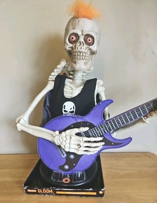Animated Skeleton Rock Star Plays Another One Bites The Dust Halloween Decor 