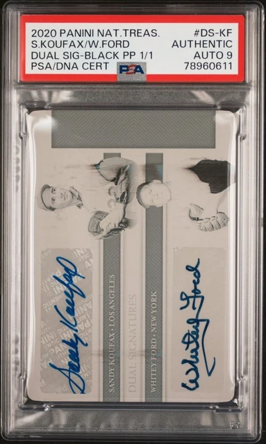 Sandy Koufax Whitey Ford 2020 National Treasure Dual Plate PSA Auto 9 #DS-KF 1/1