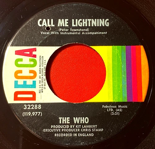 The Who Call Me Lightning 7"US ORIG 1968 Decca 32288 Dr Jekyll And Mr Hyde VINYL