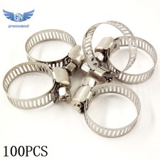 100 Pack 1/2"-3/4" Stainless Steel Drive Hose Clamps Fuel Line Clip