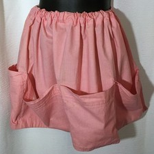 Vtg Gingham Red White Check Skirt Apron w Pockets Homemade Gathered Cottagecore