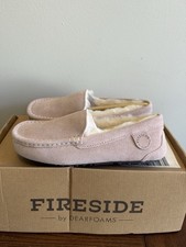 Fireside By Dearfoams Women's Mel Genuine Shearling Moccasin Slipper NEW