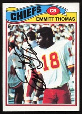 Emmitt Thomas Autographed 1977 Topps Card #129 Kansas City Chiefs