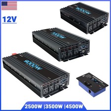 9000W 7000W 5000W Peak Power Inverter 12V to 110V W/ 3AC USB LCD Remote Control