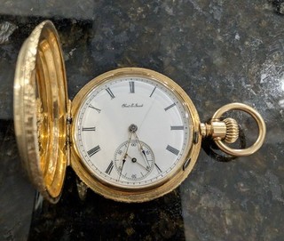 Chas E Jacot 18K Solid Gold Pocket Watch