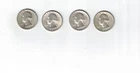 WASHINGTON SILVER QUARTERS, LOT OF 4 ,ALL 1964D