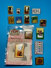 Collection of 15 vintage USPS postage stamp lapel pins