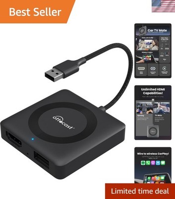 2K 60Hz Car TV Mate Pro: Wireless CarPlay Adapter & HDMI Plug and Play Device