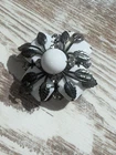 VTG Hattie Carnegie Signed Milk Glass Flower Brooch Pin MCM Estate Find