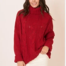 Cozy Co by Cozy Casual Running Back To You Sweater Cranberry 1X/2X New With Tags
