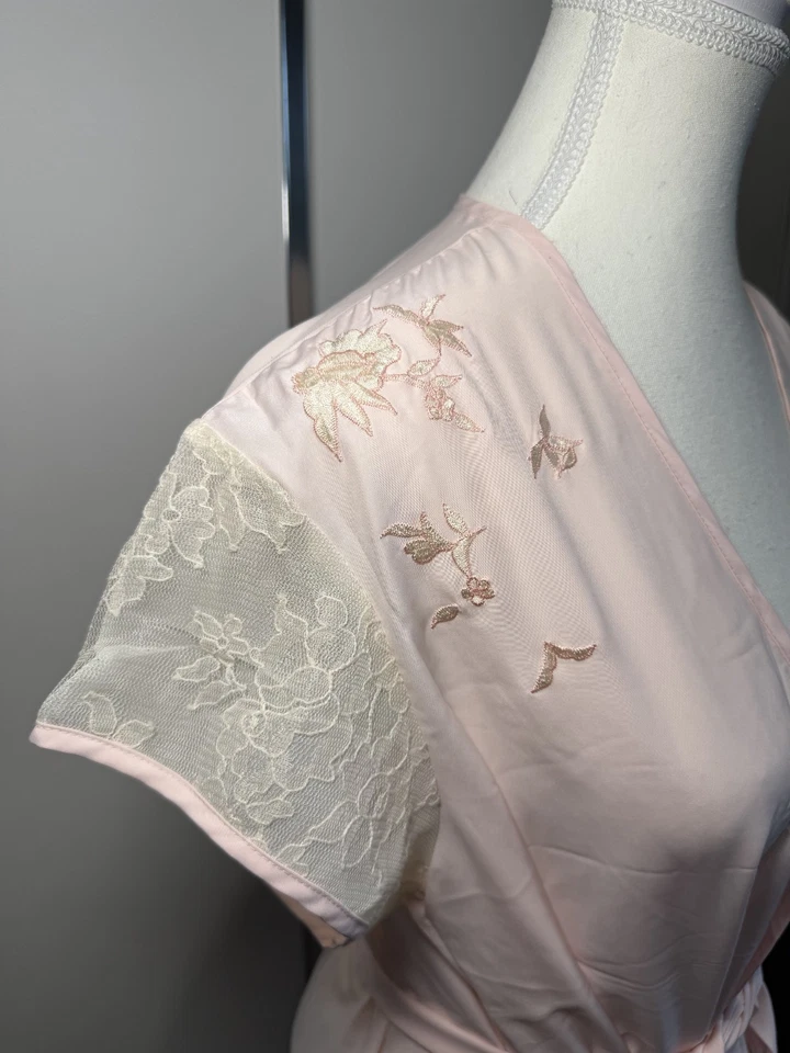 JOSIE NATORI Vestido de Encaje Floral Color Rosa y Blanco CAMISÓN Pijama PJ Foto 3 de 4