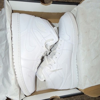 Jordan Air Jordan 1 Mid Triple White 554724-136 Men's Athletic Sneakers