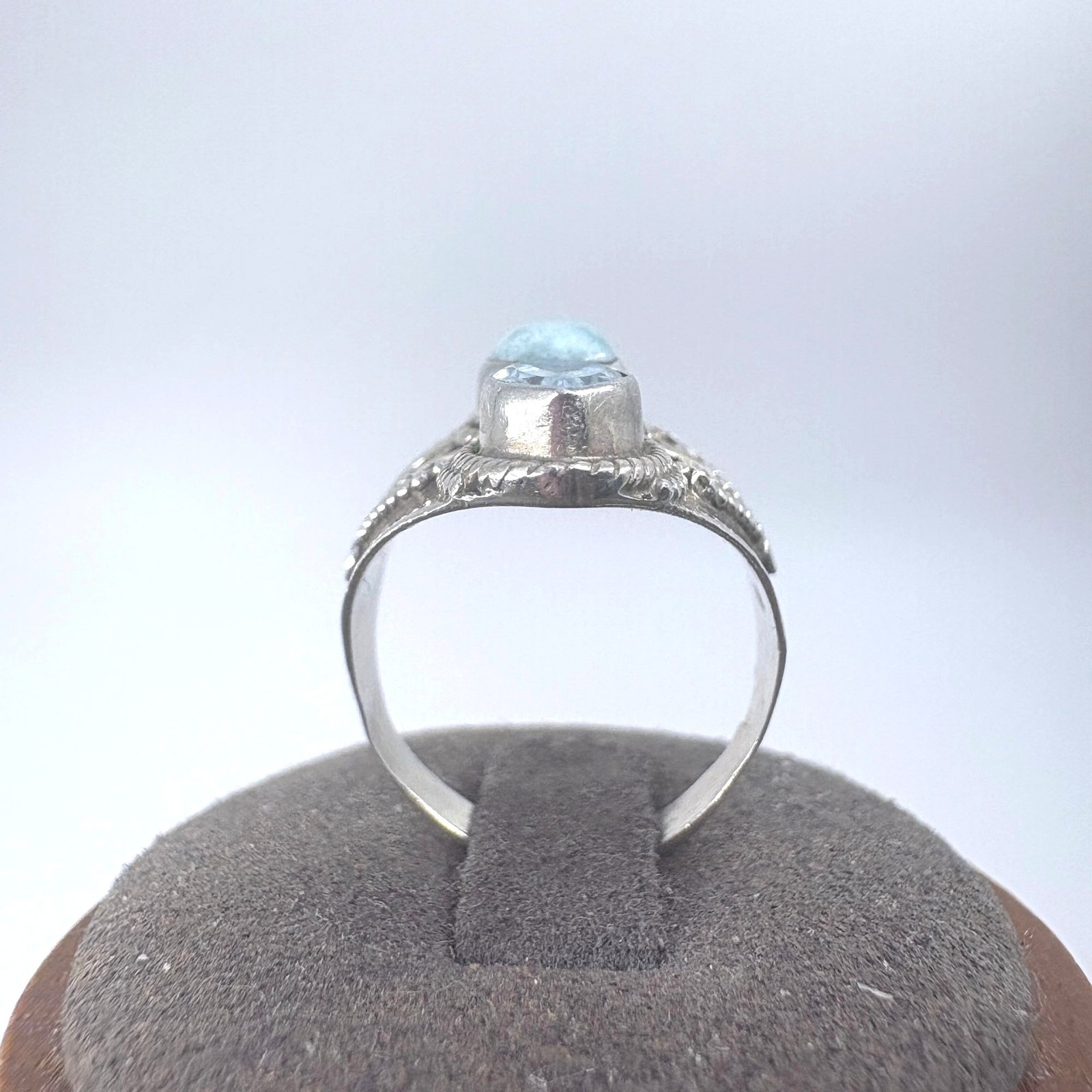 Larimar & Topaz Scroll Design Statement Ring VTG … - image 4