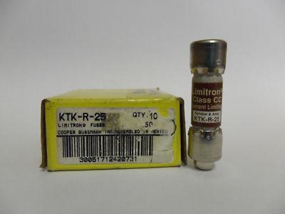 New Lot Bussmann Limitron KTK R 25 Amp Fuses Class CC 600 Volts NIB