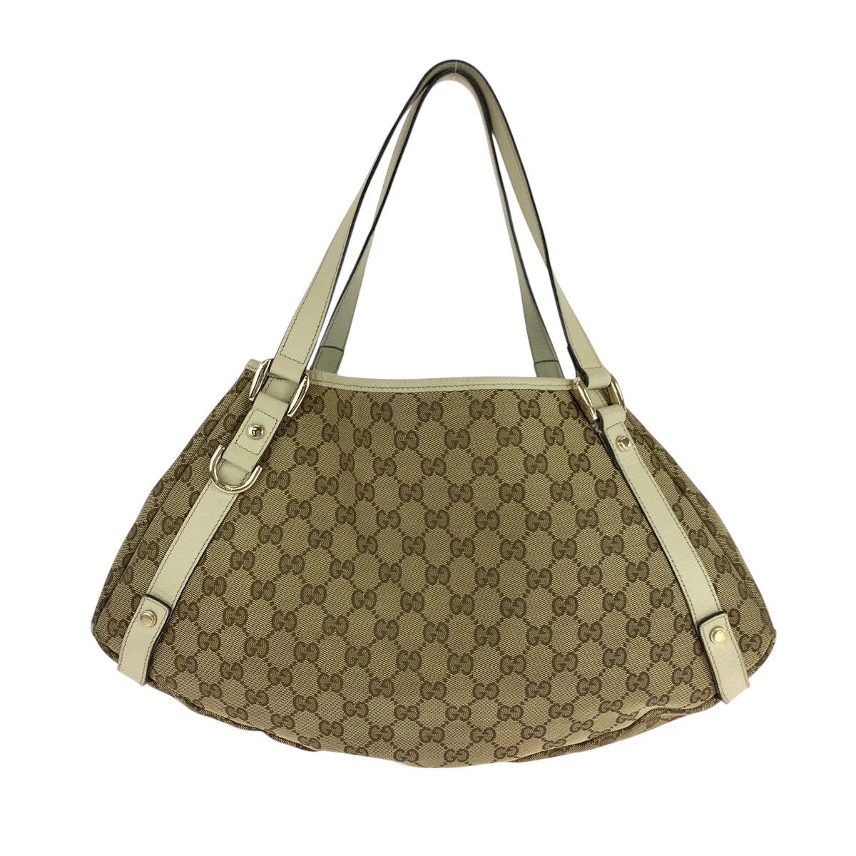 Sac à main bandoulière GUCCI 130736 beige blanc or matériel GG toile GG
